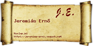 Jeremiás Ernő névjegykártya